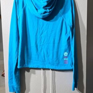 Roxy Blue Cropped Zip-Up Hoodie Y2K Skater Surf Core Style‎ 474852 Size Large
